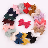 20Pcs/lot Solid Colors Bow Hair Clips For Cute Girls Handmade Cotton Bows Clip Hairpins Barrettes Headwear Kids Hair Accessories