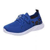kamames Size Women's Leisure Sports Shoes 2023 New Leopard Print Round Head Ties With Flat Soles And Comfortable Mesh Surface Women's Shoes