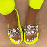 Woman Bling Crystal Slippers Ladies Fashion Slides Women Casual Outdoor Flats Female Beach Shoes Women's Footwear Plus Size 43