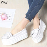 kamames spring High Quality Women Flats Platform shoes Tassel Slip-on Round Creeper black Brogue Loafers Brand