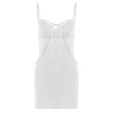 kamames Summer Fashion Women's Dress Bag Hip Dress Sexy Hollowed-Out Back Tie Lace Dress Woman