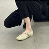 kamames kamames Heel Retro Women's Shoes 2024 Spring And Summer New Mary Jane Shallow Single Shoes Women's Thick Heel Breathable Bean Shoes