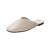 kamames kamames Female 2023 New Women's Shoes Summer Korean Version Square Head Baotou Half Drag Women's Flat Bottom 43 Large Size Cool Slippers Female