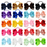 20Pcs/lot Solid Grosgrain Ribbon Bows For Baby Girls Ponytail Holder Hair Bands Elastic Rope Handmade Headband Hair Accessories