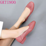 GKTINOO Shoes Soft Comfortable Genuine Leather Shoes Ladies Low Heels Soft Office Lady Work Shoes Slip On Pumps For Women