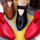 kamames kamames New Small Leather Korean Version Fashion Grandma Toe Layer Leather Fashion Single Shoes Autumn Women's Single Shoes Tip