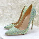 kamames Bling Sequins Women Sexy Extremely High Heels Pointed Toe Slip On Stiletto Chic Pumps Ladies Party Wedding Shoes BM044