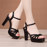kamames High-Heel Thick-Heeled Sandals For Women 2023 Summer Thick-Soled Waterproof Platform One-Word Buckle Large-Size High-Heeled Shoes All Kinds Of Women's Sandals