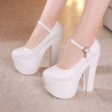 kamames Catwalk Model Catwalk Shoes Female Super High Heels 15Cm Thick Heel Waterproof Platform Round Head Nightclub Single Shoe Girl