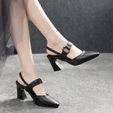 kamames kamames High-Heeled Sandals Women's Shoes 2023 Summer New Cowhide Thick-Heeled Fairy Shoes With Blankets