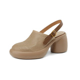 kamames kamames Cake Platform Hollow Sandals Women 2024 Summer Thick With Round Head A Word Buckle Back Empty Roman Women's Shoes