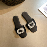 kamames Square Buckle Sandals Slippers Women Wear 2024 Summer New Women's Shoes Network Celebrities Popular Style Fairy Style Semi-Slippers