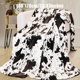 1pc Cozy Cow Print Plush Blanket - Ultra-Soft, Warm, and Lightweight for All-Season Comfort, Perfect for Daughters, Adults, Students, and Teens - Great for Indoors, Outdoors, Camping, and Travel