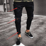 2025 Cross-border exclusive jeans men wish new black ripped elastic zipper men's pants 2025 trends