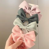 4Pcs/set Solid Colors Cotton Hair Bows With Clip For Cute Girls Hair Clips Handmade Hairpins Barrettes Kids Hair Accessories