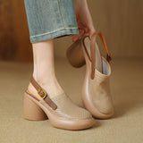 kamames kamames Cake Platform Hollow Sandals Women 2024 Summer Thick With Round Head A Word Buckle Back Empty Roman Women's Shoes
