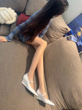 kamames kamames Mengling With The Same 2023 Shoes Fairy Shoes With Skirt Rich Daughter Shoes Wedge Heel White Single Shoe Pointed Maggie Jane