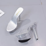 kamames kamames Summer Fashion New Fashion Transparent Waterproof Platform Thin Heel Pointed Ultra High Heel Women's Casual Fashion Single Shoes