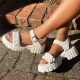 kamames Shoes Women's Summer 2022 New Size 43 Buckle Casual Beach Sandals Women Height Increase Closed Toe Roman Sandals