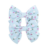 2022 Lovely Baby Girls Print Flower Bohemian Style Bow BB Hair Clips Headwear Children Cute Cotton Hairpins Hair Accessories