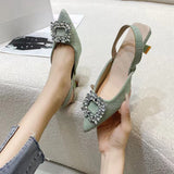 kamames kamames Sandals Women's 2024 New Summer Water Drill Square Buckle Fairy Style Air-Style Thin-Heeled High-Heeled Pointed Single Shoes