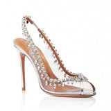 kamames Fish Mouth Sauce High Heel Single Shoes Large Size Women's Shoes Gorgeous Chain Diamond Fashion Shoes Chengdu