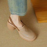 kamames kamames Cake Platform Hollow Sandals Women 2024 Summer Thick With Round Head A Word Buckle Back Empty Roman Women's Shoes