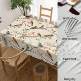 1pc Vibrant Birds on Branches Printed Tablecloth - Stain Resistant, Erasable, Waterproof, and Easy to Clean - Perfect for Spring Theme Decor, Restaurant, Party, Holiday, Gift, Indoor, and Outdoor Use