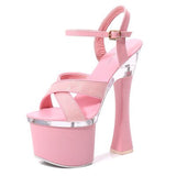 kamames New Female Steel Pipe Dance Shoes Sandals Women Glitter Fashion Sexy High Heels 17.5CM Platform Party Wedding Summer Women Shoes