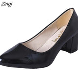 kamames New Women Pumps Black High heels 6cm Lady Patent leather Thick with Autumn Pointed Single Shoes Female Sandals Big 33-41
