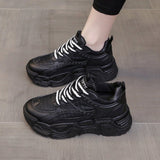 kamames kamames Autumn And Winter New Leather Face Round Head Shoes Girls Retro Thick Platform Sports Single Shoes Wheat Ear Casual Dad Shoes Women