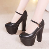 kamames Catwalk Model Catwalk Shoes Female Super High Heels 15Cm Thick Heel Waterproof Platform Round Head Nightclub Single Shoe Girl