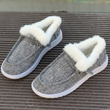 kamames Winter New Large-Size Plush Warm Women's Shoes With Flat Soles And Round Ends And Casual Cotton Shoes