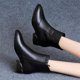 kamames kamames Size Soft Leather Fashion Boots Women 2023 Autumn And Winter New Pointed Short Boots Women Thick Heel Leather Shoes Women Fashion Boots