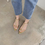kamames kamames Version Of 2024 Summer Casual Flat With Roman Sandals With A Word Buckle Tip Soft Flat Women's Shoes