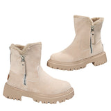 kamames Women's Snow Boots 2024 Autumn And Winter New Large-Size Velvet Thick-Soled Warm Cotton Shoes Martin Boots