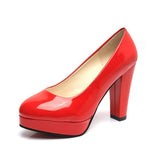 kamames kamames Size High Heels Spring 2023 New Single Shoes Round Head Thick With Patent Leather Waterproof Platform Sexy Thick Bottom Wedding Shoes Women