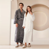 Ultra-Soft, Quick-Dry Flannel Bathrobe for Couples - Extra Long & Thick, Absorbent, Loose Fit with Pockets - Perfect for Home, Spa, and Hotel Use