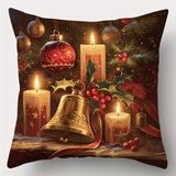 4-Pack Festive Christmas Pillows - Vibrant Holiday Decorations with Tree, Candles, and More - Soft, Contemporary Style, Hand Washable, Printed Design, Zipper Closure, 17.72 x 17.72 inches for Living Room, Bed, and Bedroom