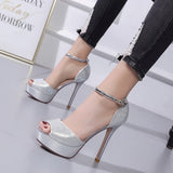 kamames Bling Sandals Women Shoes 2021 Gladiator High Heels 12CM Platform Sandals Pumps Peep Toe Ladies Shoes Party Bridal Wedding Shoes