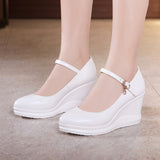 kamames Shoe Women's Slope Heel 2023 Spring New Style Waterproof Platform Pointed Work Shoes High Heel Slope Heel Cheongsam Catwalk Shoes