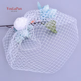 kamames YouLaPan VA01 Double layer White Birdcage veil Brides Luxury wedding accessories Beaded Birdcage Veil, Blusher Veil,Short Veil
