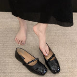 kamames Mary Jane Shoes Women's Shoes 2024 Spring And Autumn New Bowknot Square Head Shallow Mouth Soft Flat Sole Single Shoes