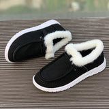 kamames Winter New Large-Size Plush Warm Women's Shoes With Flat Soles And Round Ends And Casual Cotton Shoes