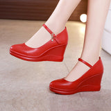 kamames Shoe Women's Slope Heel 2023 Spring New Style Waterproof Platform Pointed Work Shoes High Heel Slope Heel Cheongsam Catwalk Shoes