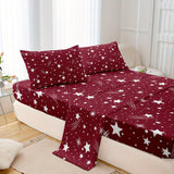 4-Piece Meteor Print Bedding Set - Soft, Breathable Comfort for Bedroom, Guest Room, Hotel - Includes Fitted & Flat Sheets, 2 Pillowcases