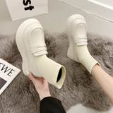 kamames Women Flats Platform Chelsea Sock Boots Autumn Winter 2023 New Fashion Knitting Ankle Boots Casual Shoes Motorcycle Boots Mujer