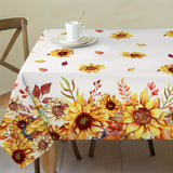 Vibrant Autumn Harvest Sunflower Tablecloth - Tablecloths with Rustic Farmhouse Style, Machine Woven Polyester Rectangle Table Cover for Kitchen Dining, Picnics, and Holiday Decorations - Perfect for Thanksgiving and Seasonal Home Decor