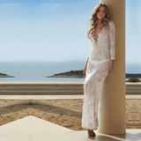 kamames New Arrivals Sexy Beach Cover up Crochet Women Swimwear Rash Guard Kaftan Wrap Dress Robe de Plage Saida de Praia #Q194