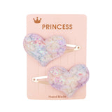 2Pcs/set Glitter Cartoon Cartoon Love Heart Crown Hair Clips For Girls Handmade Hairpins Boutique Barrette Kids Hair Accessories